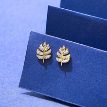 Load image into Gallery viewer, Diamond Leaf Earrings