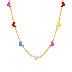 Petit Enamel Hearts Necklace