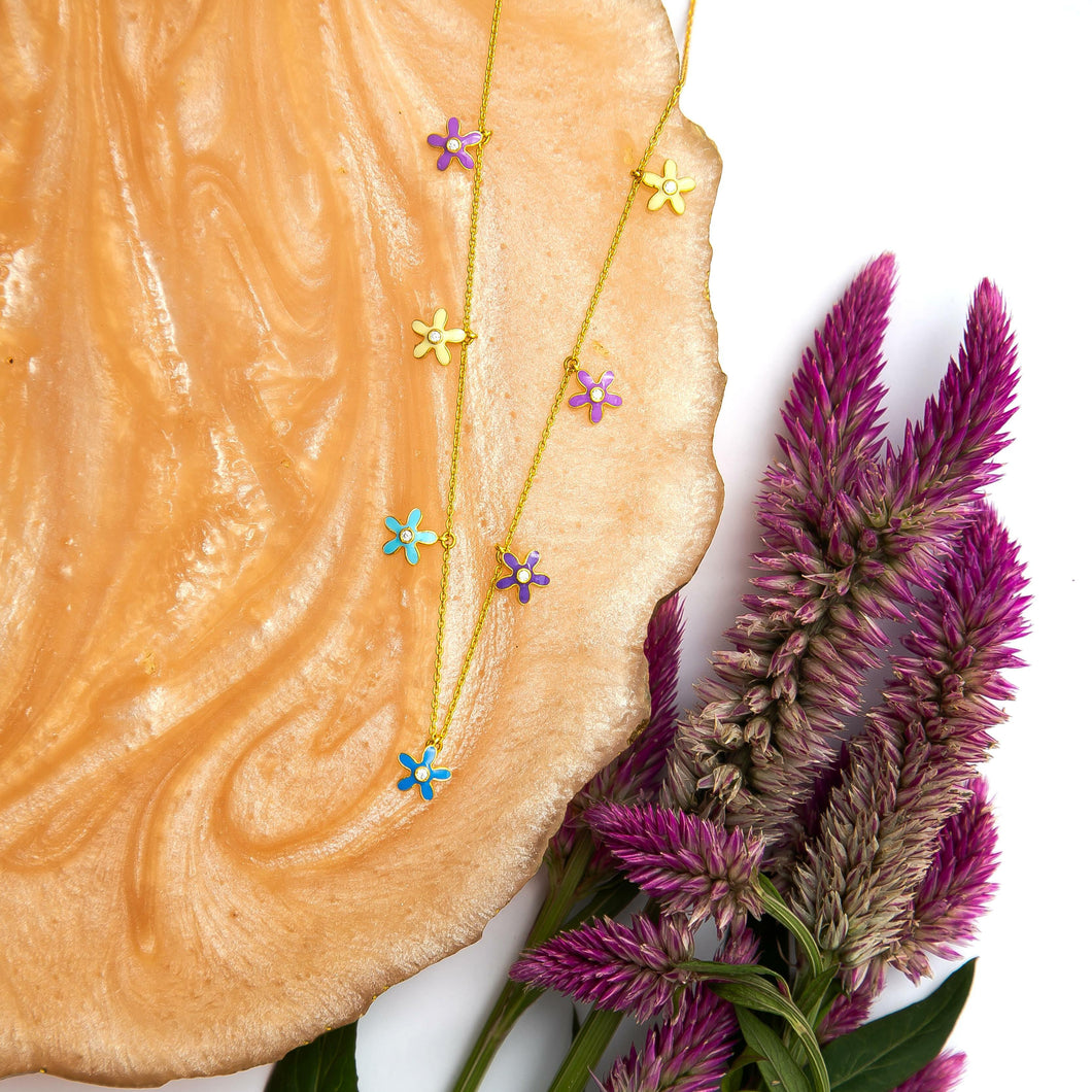 Petit Enamel Flowers Necklace