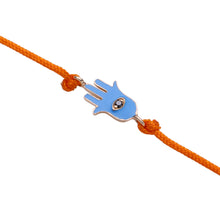 Load image into Gallery viewer, GG Petit Enamel Hamsa Orange Thread Bracelet
