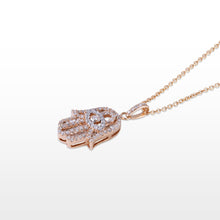 Load image into Gallery viewer, GG Petit Baguette Diamond Hamsa Pendant
