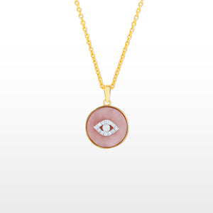 GG Petit Pink Opal Evil Eye Coin Pendant